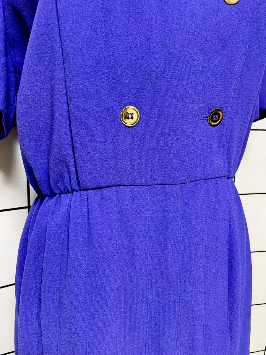 画像7: プリーツ切り替え 無地 レトロ USA古着 ヴィンテージワンピース (7)