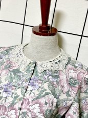 画像5: 花柄 レース襟 ウエストゴム レトロ USA古着 ヴィンテージワンピース (5)