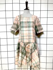 画像1: チェック柄 レトロ USA古着 ヴィンテージワンピース (1)