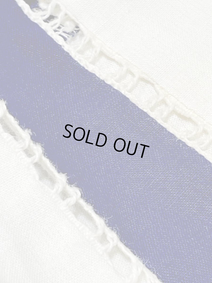 画像10: ベルト付 バイカラー ホワイト ネイビー レース ウエストゴム レトロ USA古着 ヴィンテージワンピース (10)