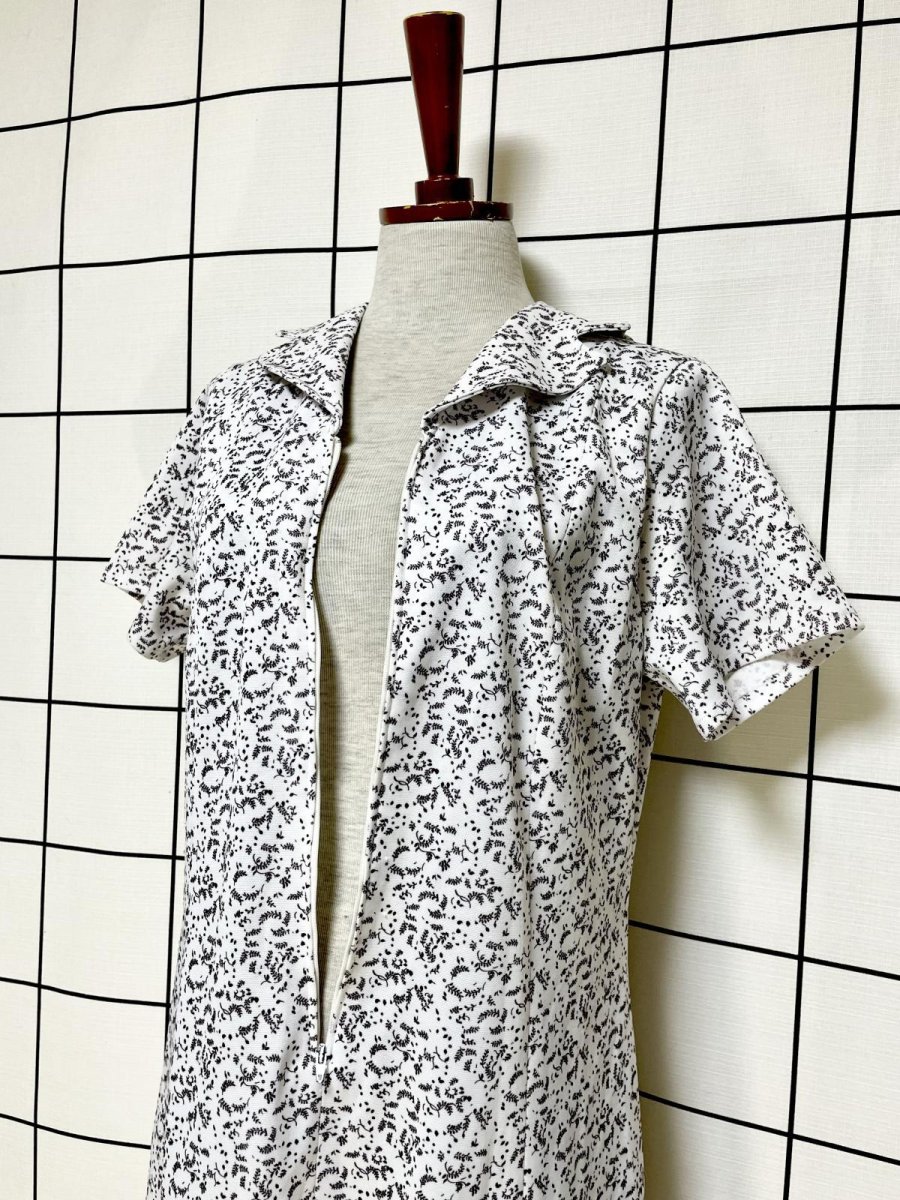 画像10: フロントジッパー リーフ柄 レトロ USA古着 ヴィンテージワンピース (10)