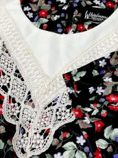 画像11: フロントレース ベルト付 花柄 ウエストゴム クラシカル ガーリー レトロ USA古着 ヴィンテージワンピース (11)