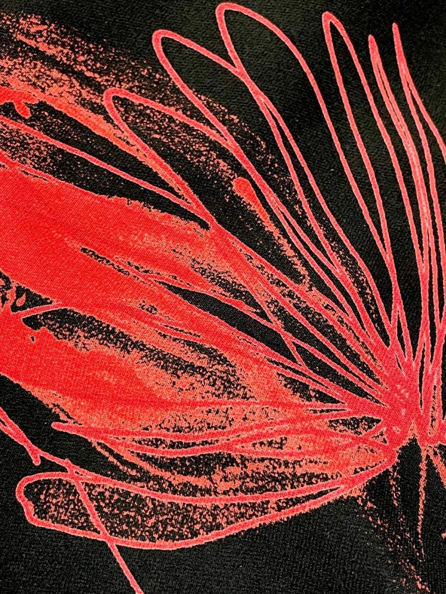 画像12: ティアード ブラック レッド アート柄 半袖 レトロ USA古着 ヴィンテージワンピース (12)