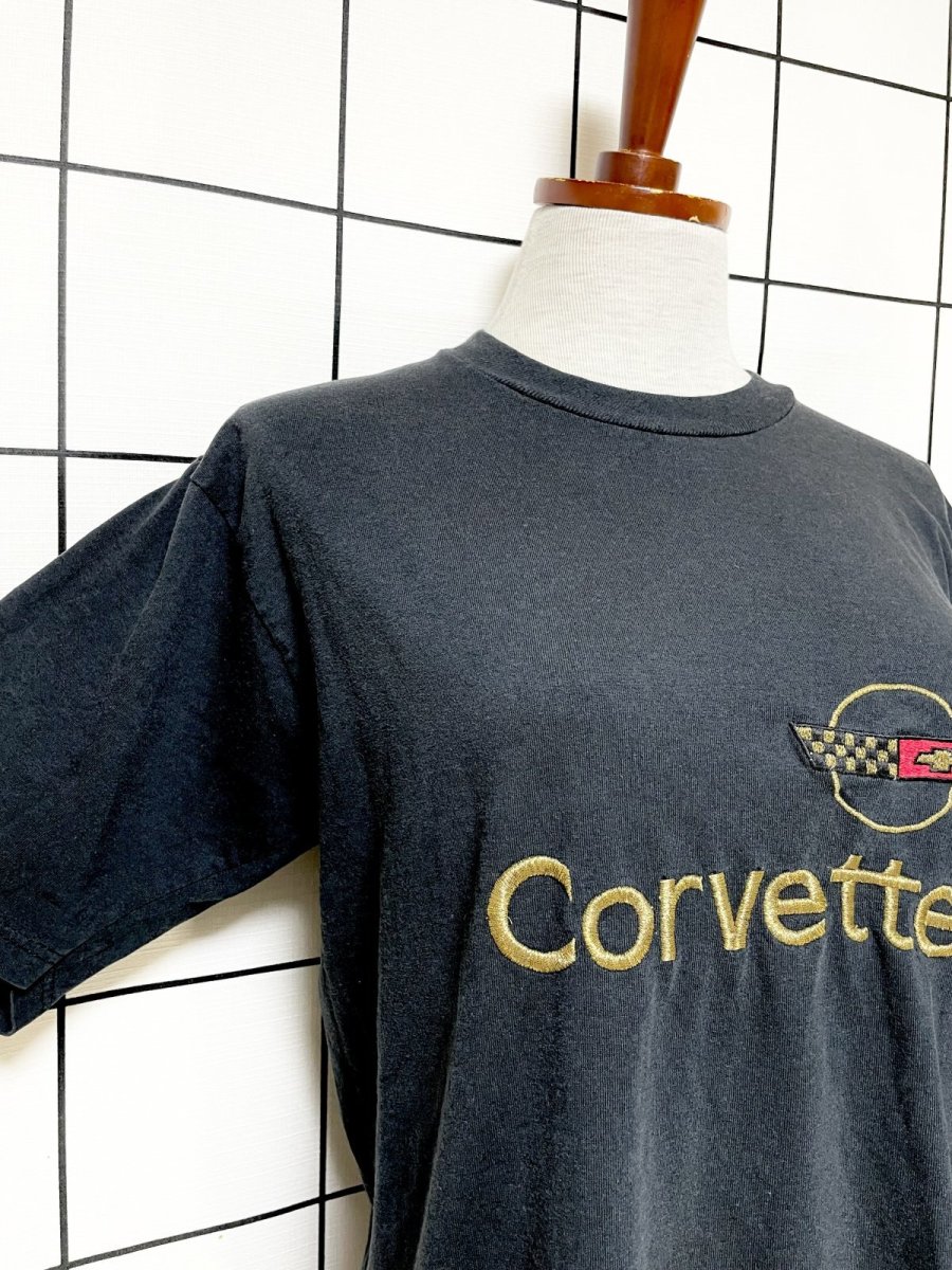 画像6: 刺繡 ブラック レトロ USA古着 半袖 ヴィンテージTシャツ (6)