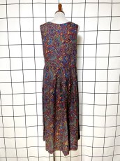 画像3: ペイズリーモチーフ 花柄 前開き ノースリーブ レトロ USA古着 ヴィンテージワンピース (3)