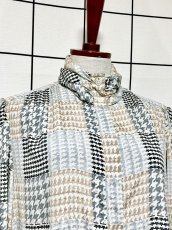 画像5: 千鳥格子柄 タートルネック レトロ USA古着 シャツ ヴィンテージブラウス (5)