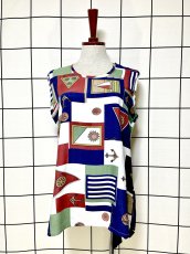 画像1: レトロマリン イカリ ストライプ プルオーバー レトロ ヨーロッパ古着 シャツ ヴィンテージトップス (1)