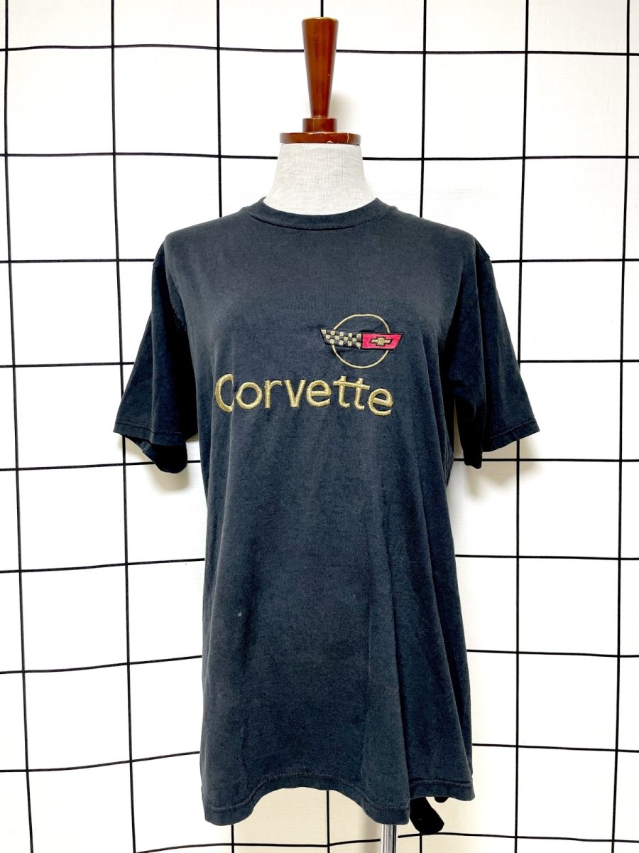 画像1: 刺繡 ブラック レトロ USA古着 半袖 ヴィンテージTシャツ (1)