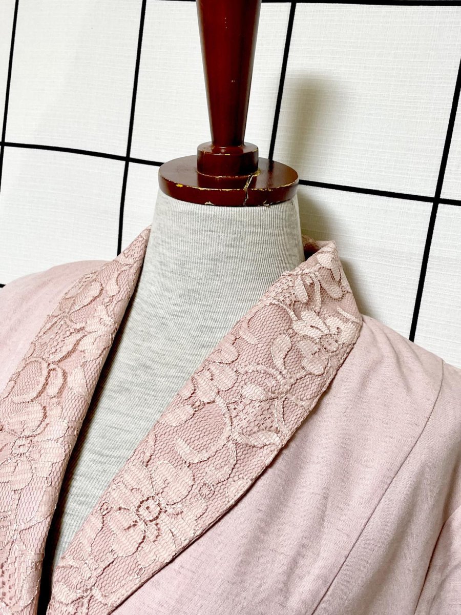 画像4: フラワーレース くすんだピンク 五分丈 レトロ ヨーロッパ古着 ヴィンテージジャケット (4)