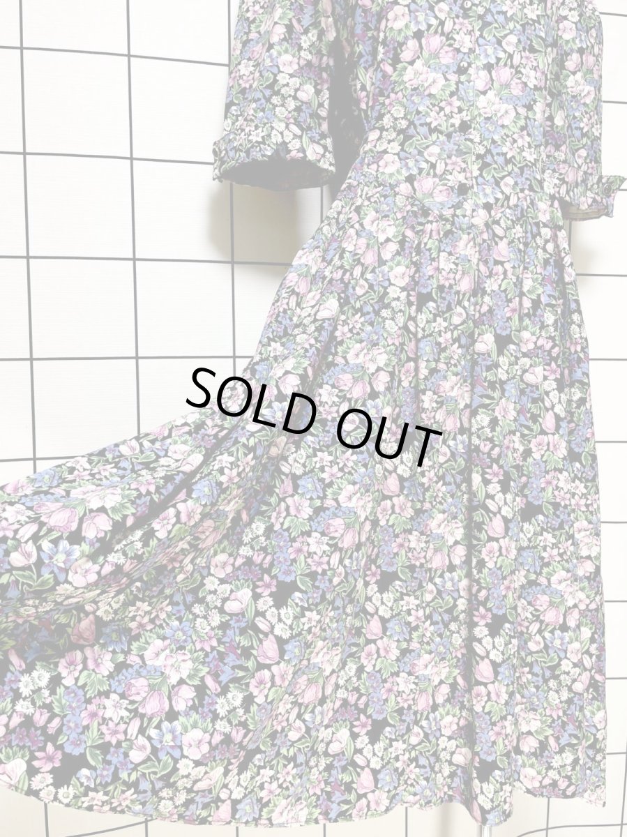 画像12: 花柄 後ろリボン レトロ USA古着 ヴィンテージワンピース (12)