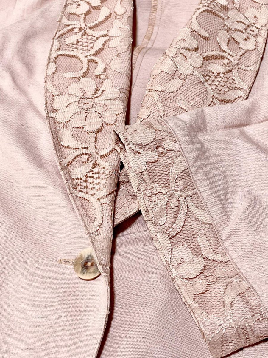 画像9: フラワーレース くすんだピンク 五分丈 レトロ ヨーロッパ古着 ヴィンテージジャケット (9)