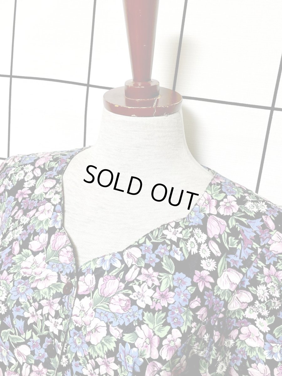 画像6: 花柄 後ろリボン レトロ USA古着 ヴィンテージワンピース (6)