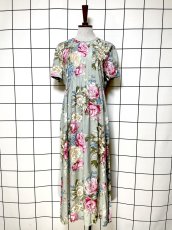 画像1: 花柄 フロントタック リボン レトロ USA古着 ヴィンテージワンピース (1)