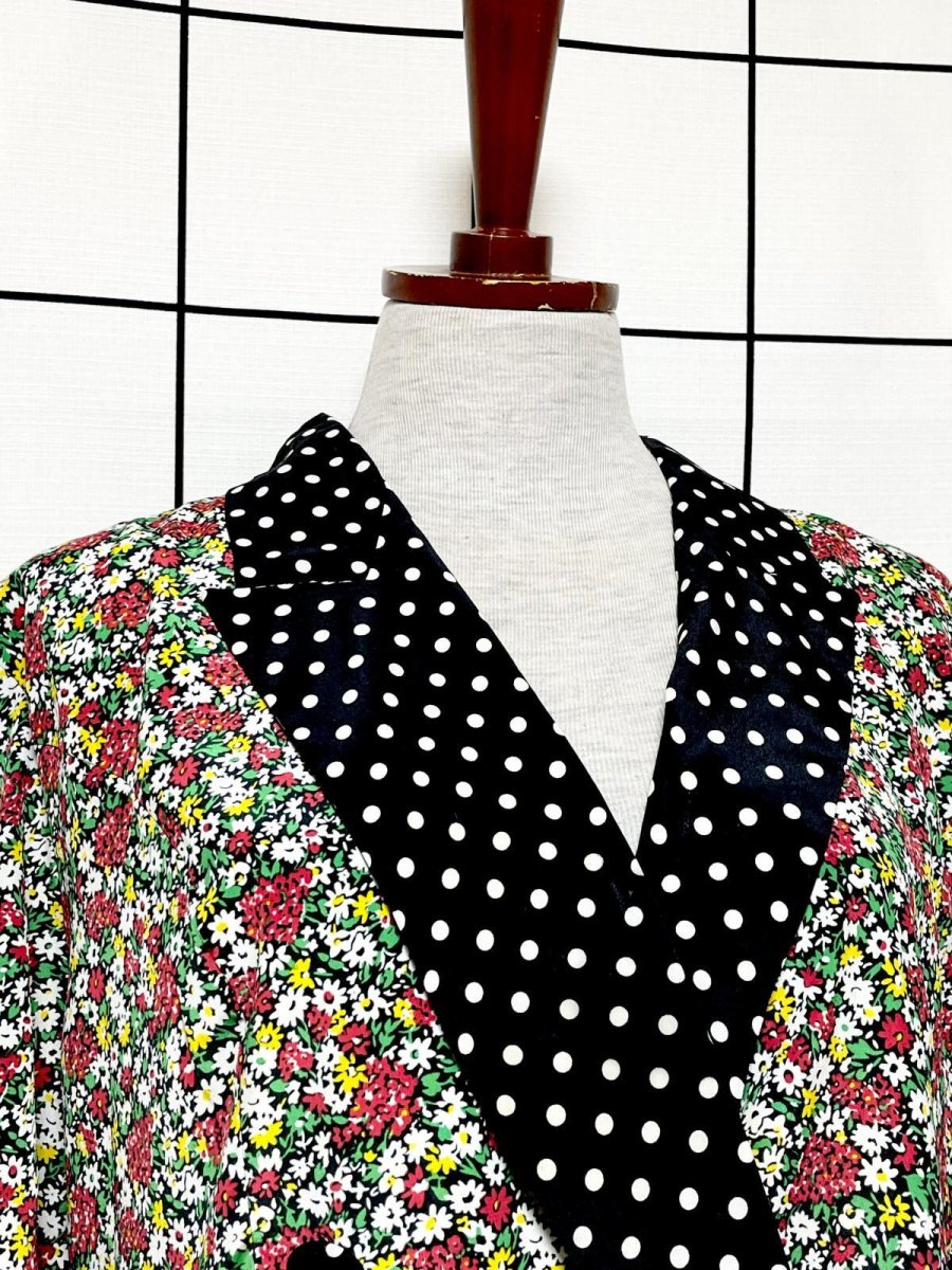 画像5: ドット 花柄 レトロ USA古着 半袖 薄手ヴィンテージジャケット (5)
