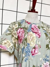 画像8: 花柄 フロントタック リボン レトロ USA古着 ヴィンテージワンピース (8)