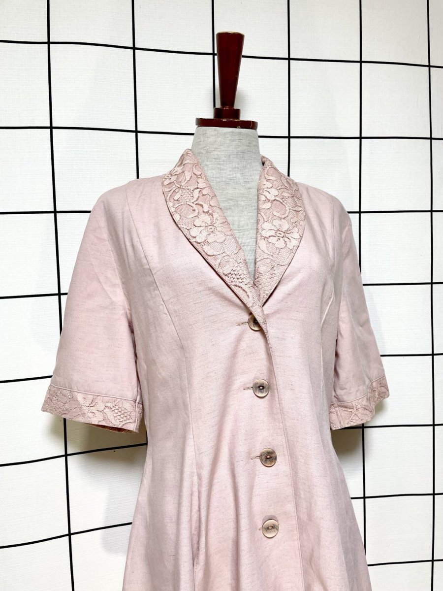 画像3: フラワーレース くすんだピンク 五分丈 レトロ ヨーロッパ古着 ヴィンテージジャケット (3)