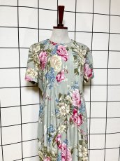 画像5: 花柄 フロントタック リボン レトロ USA古着 ヴィンテージワンピース (5)