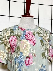 画像7: 花柄 フロントタック リボン レトロ USA古着 ヴィンテージワンピース (7)