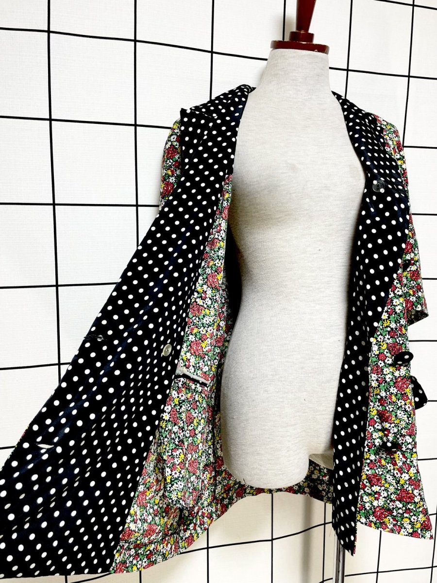 画像9: ドット 花柄 レトロ USA古着 半袖 薄手ヴィンテージジャケット (9)