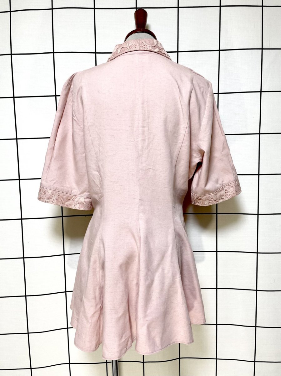 画像2: フラワーレース くすんだピンク 五分丈 レトロ ヨーロッパ古着 ヴィンテージジャケット (2)