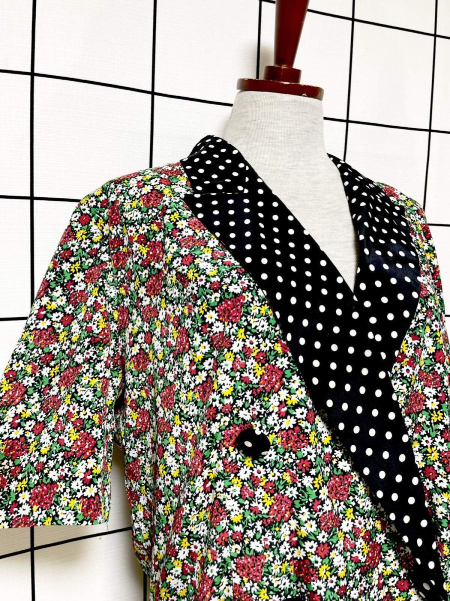 画像6: ドット 花柄 レトロ USA古着 半袖 薄手ヴィンテージジャケット (6)