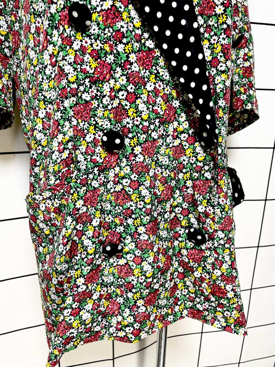 画像7: ドット 花柄 レトロ USA古着 半袖 薄手ヴィンテージジャケット (7)