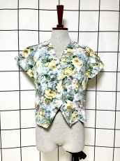 画像1: ショート丈 花柄 レトロ USA古着 シャツ ジャケット ヴィンテージブラウス (1)