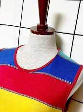 画像5: ボーダー柄 カラフル レトロ ヨーロッパ古着 ヴィンテージワンピース (5)