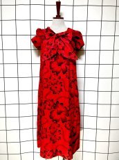 画像1: フロントリボン レッド レトロ USA古着 ヴィンテージワンピース (1)
