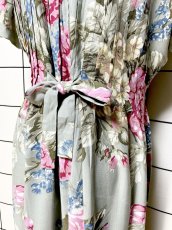 画像4: 花柄 フロントタック リボン レトロ USA古着 ヴィンテージワンピース (4)