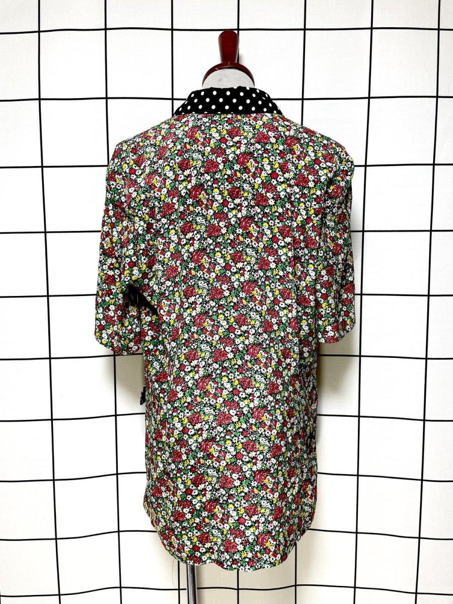 画像2: ドット 花柄 レトロ USA古着 半袖 薄手ヴィンテージジャケット (2)