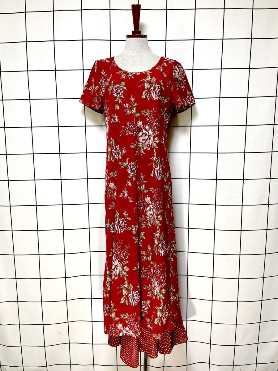 画像1: ティアード 花柄 半袖 レトロ Guatemala 古着 ヴィンテージワンピース (1)