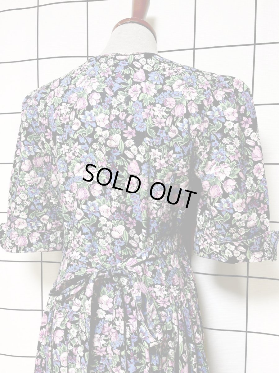 画像3: 花柄 後ろリボン レトロ USA古着 ヴィンテージワンピース (3)