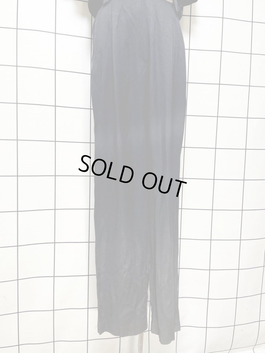 画像9: エスニック柄 ブラック ウエストゴム レトロ USA古着 ヴィンテージオールインワン (9)