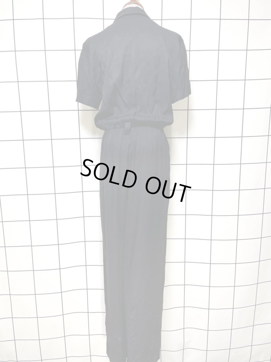 画像2: エスニック柄 ブラック ウエストゴム レトロ USA古着 ヴィンテージオールインワン (2)