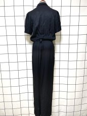 画像2: エスニック柄 ブラック ウエストゴム レトロ USA古着 ヴィンテージオールインワン (2)