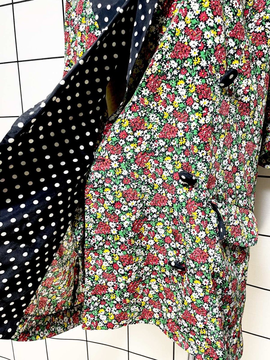 画像8: ドット 花柄 レトロ USA古着 半袖 薄手ヴィンテージジャケット (8)