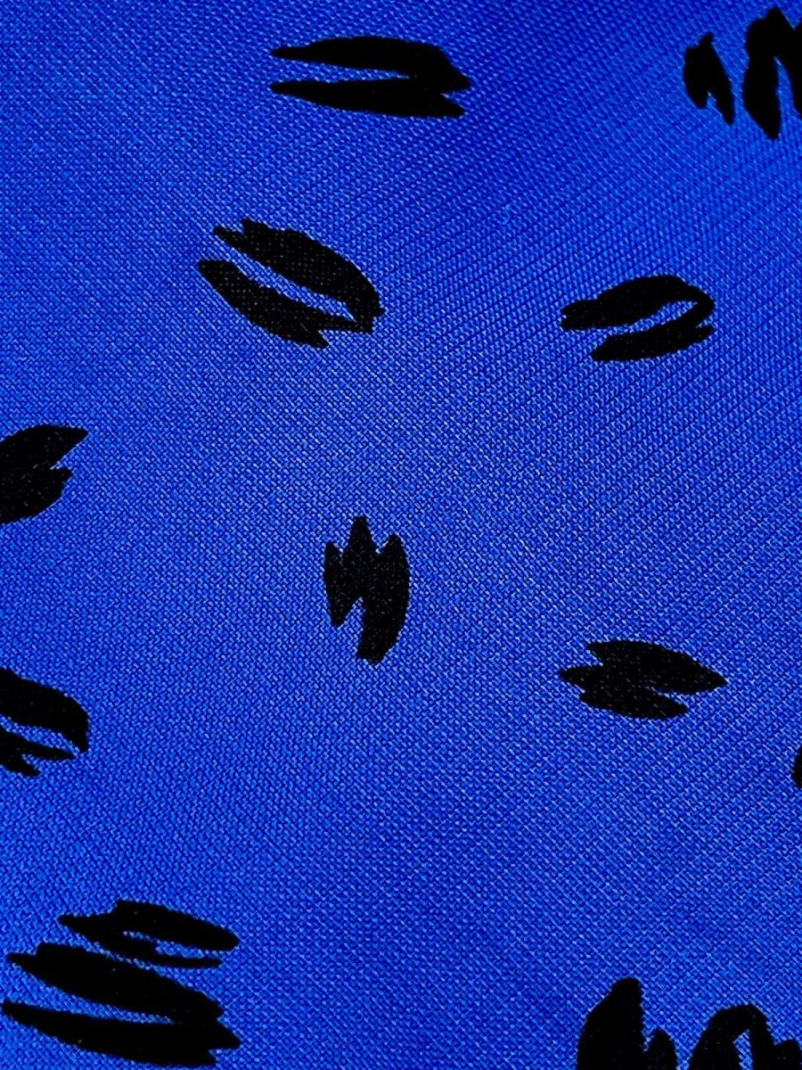 画像11: アート柄 ブルー ブラック ウエストゴム レトロ USA古着 ヴィンテージワンピース  (11)