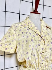 画像6: 花柄 イエロー ウエストゴム レトロ グアテマラ Guatemala 古着 ヴィンテージワンピース (6)