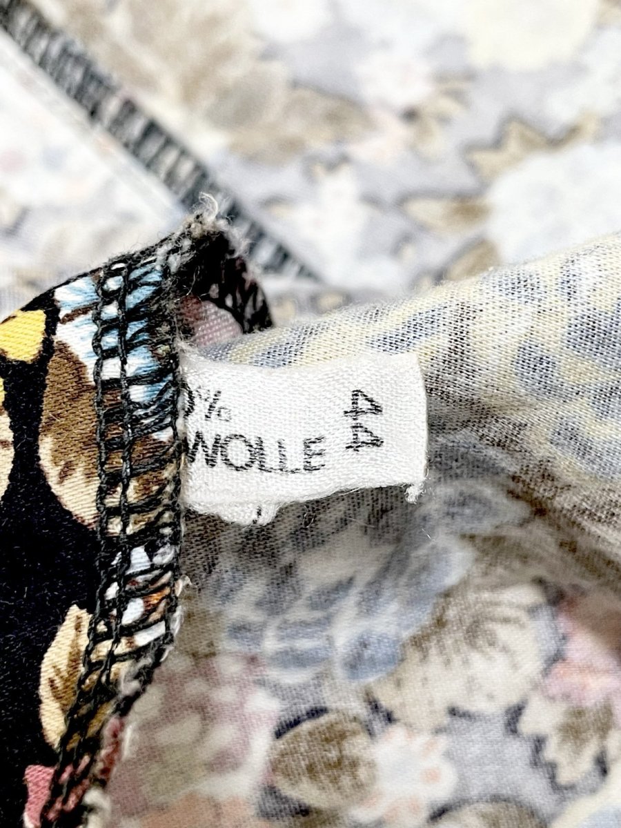 画像16: 花柄 前開き ウエストリボン ノースリーブ レトロ ヨーロッパ古着 ヴィンテージワンピース (16)