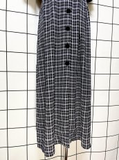 画像8: チェック柄 前開き バックリボン モノトーン 半袖 レトロ USA古着 ヴィンテージワンピース (8)