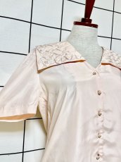 画像7: ビッグカラー パール装飾 ピンク レトロ USA古着 シャツ ヴィンテージブラウス (7)