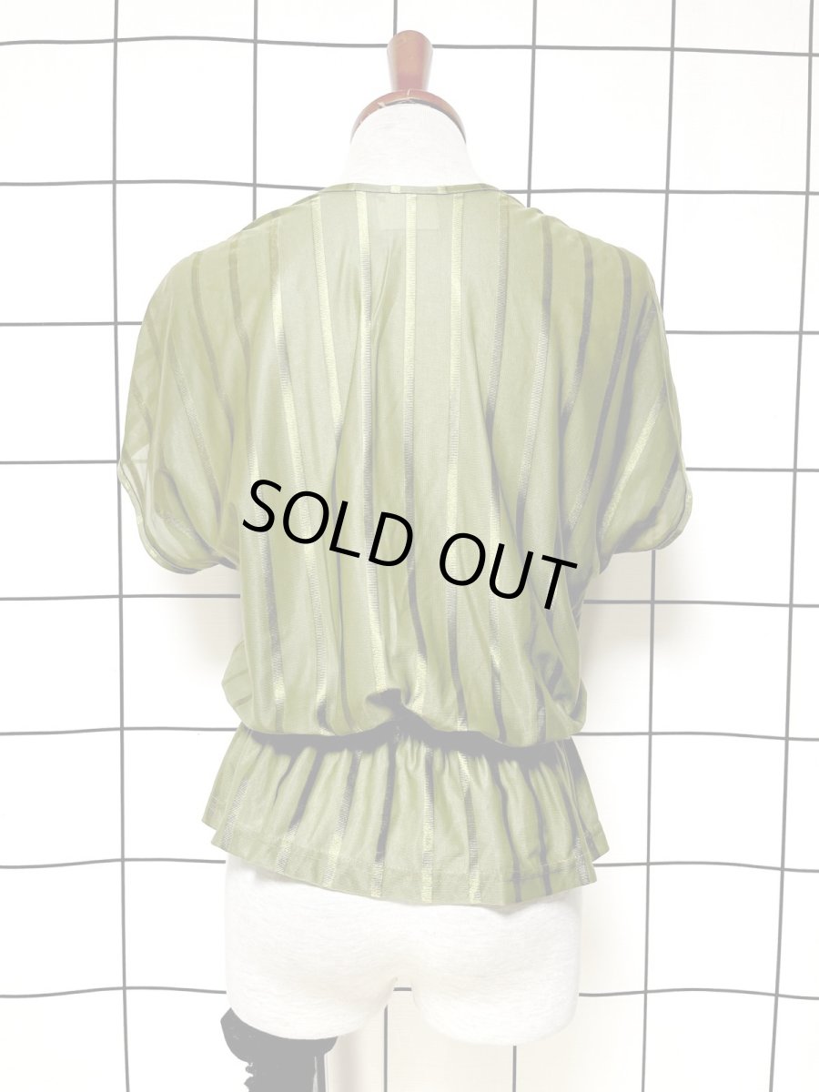 画像2: ストライプ柄 スパンコール装飾 プルオーバー レトロ ヨーロッパ古着 シャツ ヴィンテージトップス (2)