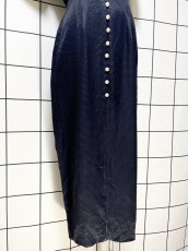 画像8: バイカラー ブラック ホワイト 花模様 バックリボン レトロ USA古着 ヴィンテージワンピース (8)