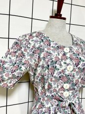 画像6: 花柄 前開き ウエストリボン レトロ USA古着 ヴィンテージワンピース (6)
