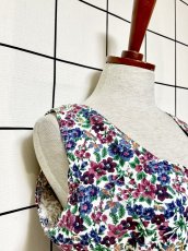 画像7: 花柄 編み上げリボン レトロ USA古着 ヴィンテージオールインワン (7)
