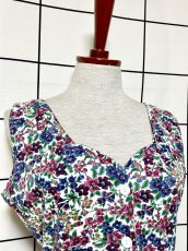 画像6: 花柄 編み上げリボン レトロ USA古着 ヴィンテージオールインワン (6)
