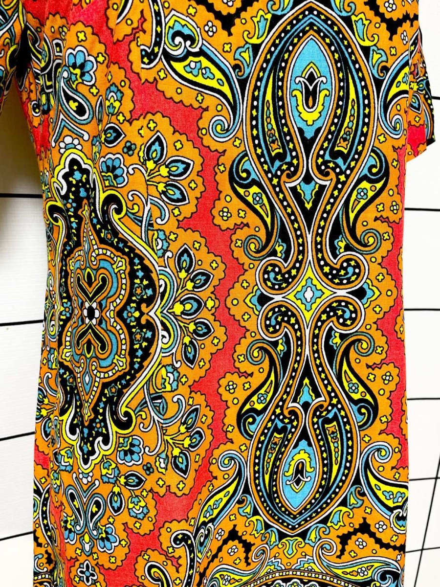画像8: ペイズリーモチーフ レトロサイケ ヨーロッパ古着 ヴィンテージワンピース (8)