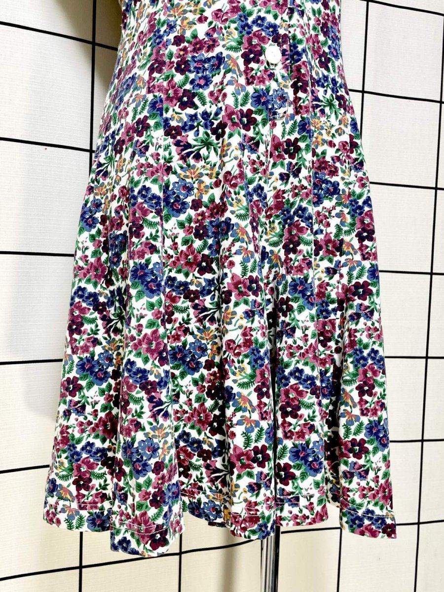 画像9: 花柄 編み上げリボン レトロ USA古着 ヴィンテージオールインワン (9)