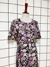 画像4: ティアード 花柄 バックリボン レトロ USA古着 ヴィンテージワンピース (4)
